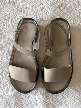 Melissa Beige Sandals with Clear Ankle Straps